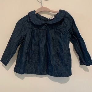 Gap Denim shirt with buttons down the back. Size 6-12 months.